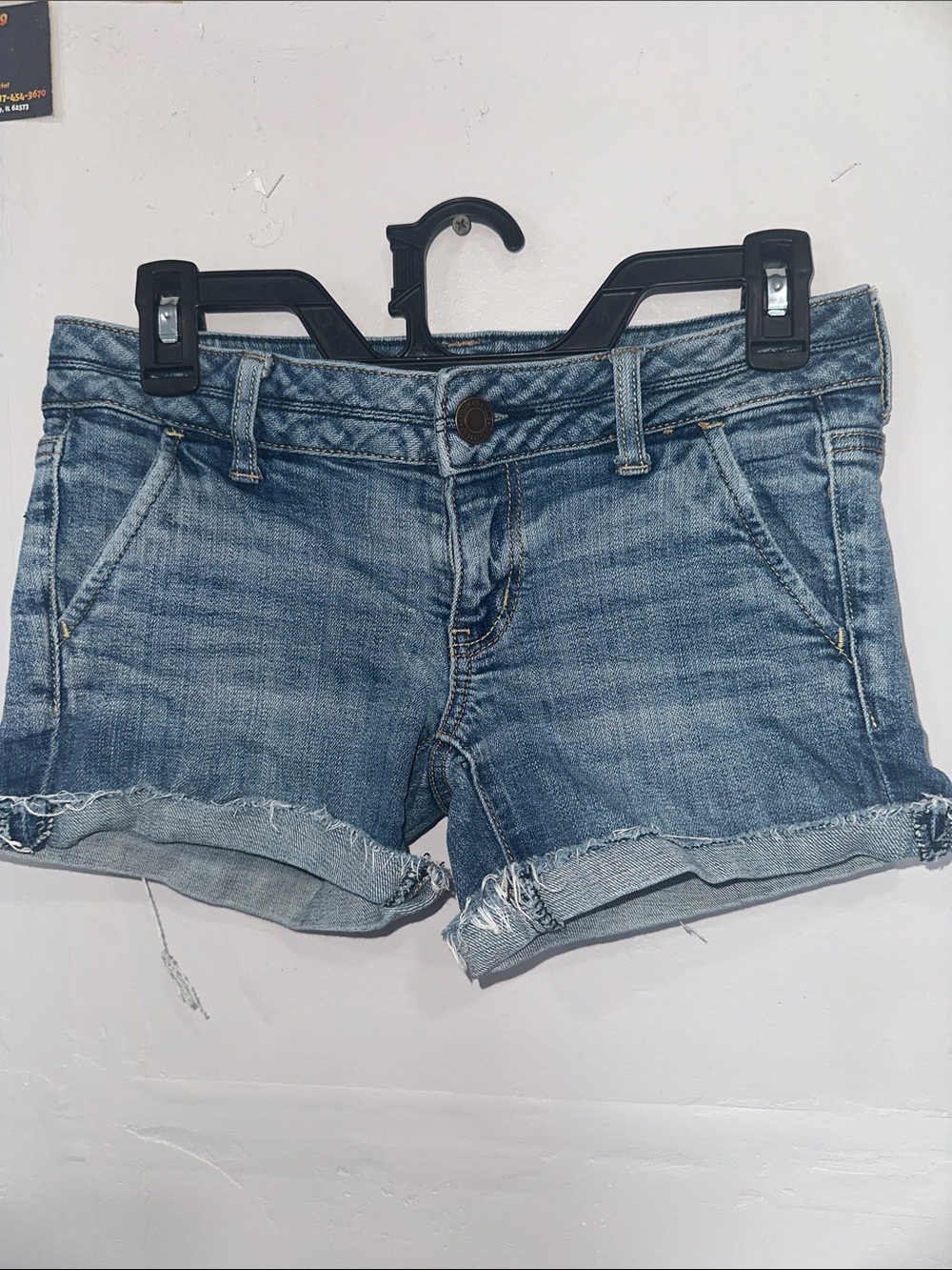 American Eagle Outfitters Light Blue Rolled-Hem Denim Shorts